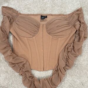 Brown Off-Shoulder Corset Top